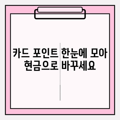 카드 포인트 통합 조회로 간편하게 현금화하는 방법 | 계좌 입금, 포인트 현금화, 카드 포인트 활용