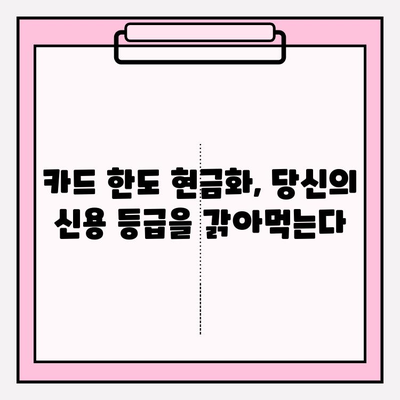 신용카드 한도 현금화, 위험한 유혹에 빠지지 마세요! | 부채, 금융, 신용 등급, 대출