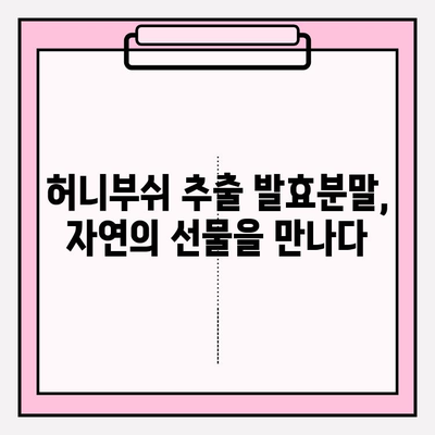 화려함을 대신하는 자연의 선물| 허니부쉬 추출 발효분말의 매력 | 천연 화장품, 피부 개선, 항산화 효과