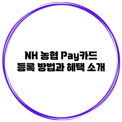 NH 농협 Pay카드 등록 방법과 혜택 소개