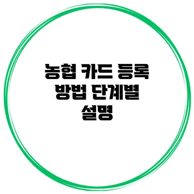 농협 카드 등록 방법 단계별 설명