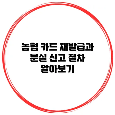 농협 카드 재발급과 분실 신고 절차 알아보기