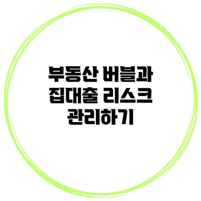 부동산 버블과 집대출 리스크 관리하기